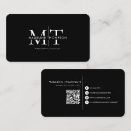 Modern typografi monogram svart QR-kod Visitkort