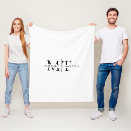 Modern typografi monogram svart vit fleecefilt
