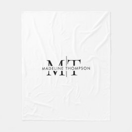 Modern typografi monogram svart vit fleecefilt