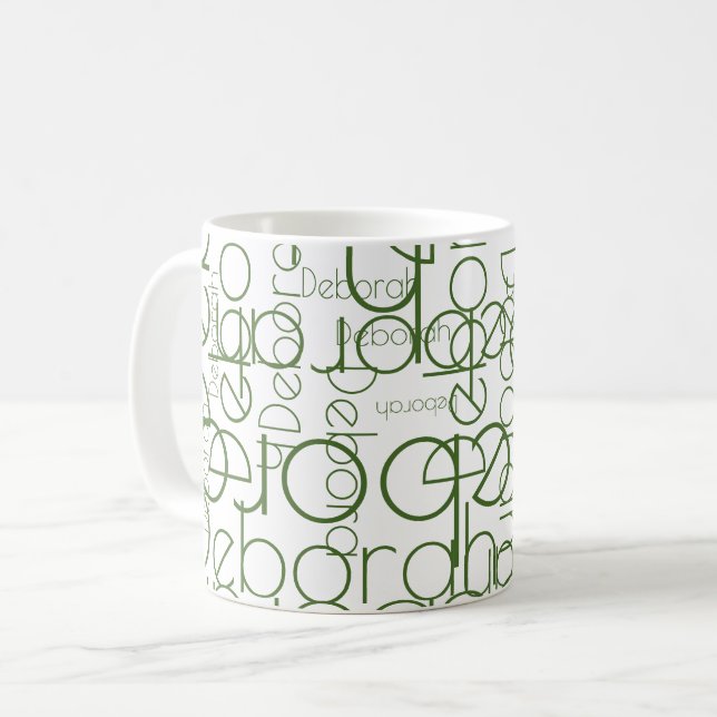 Modern Typografi Mugg med Grönt Namn (Framsida vänster)