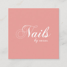 Modern typografi Nagel by "Namn" QR Code Coral Fyrkantigt Visitkort