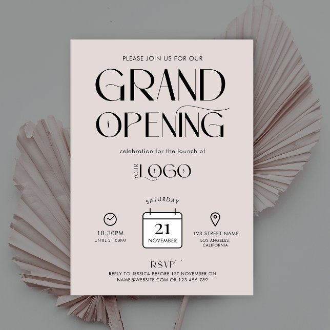 Modern typografi New Business Grand Open Event Inbjudningar (Skapare uppladdad)