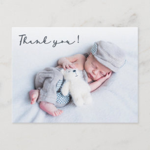 Modern typografi Nyfödd baby foto tack Vykort