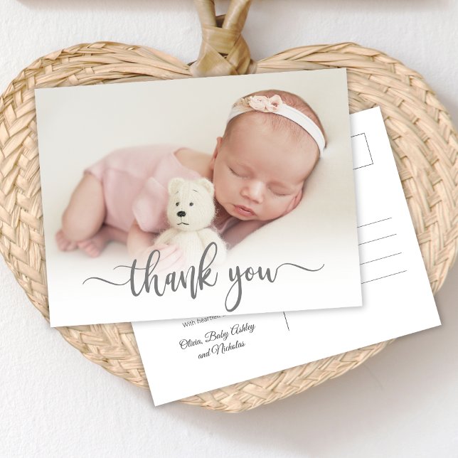 Modern typografi - nyfödd Baby Photo Tack Vykort (Skapare uppladdad)