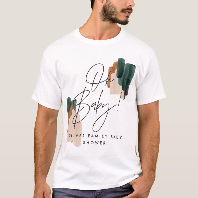 Modern typografi Oh babydusch party-gåva T Shirt (Framsida)