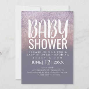 Modern typografi Ombre Glitter Baby Shower Inbjudningar