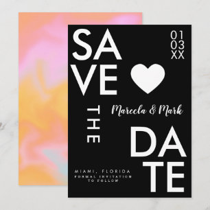 Modern typografi Orange Rosa Spara datum-kort Kort