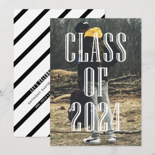 Modern typografi överlagring Klass 2024 Examen Inbjudningar