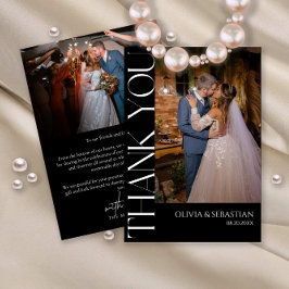 Modern typografi på Black Bröllop Photo Tack Kort