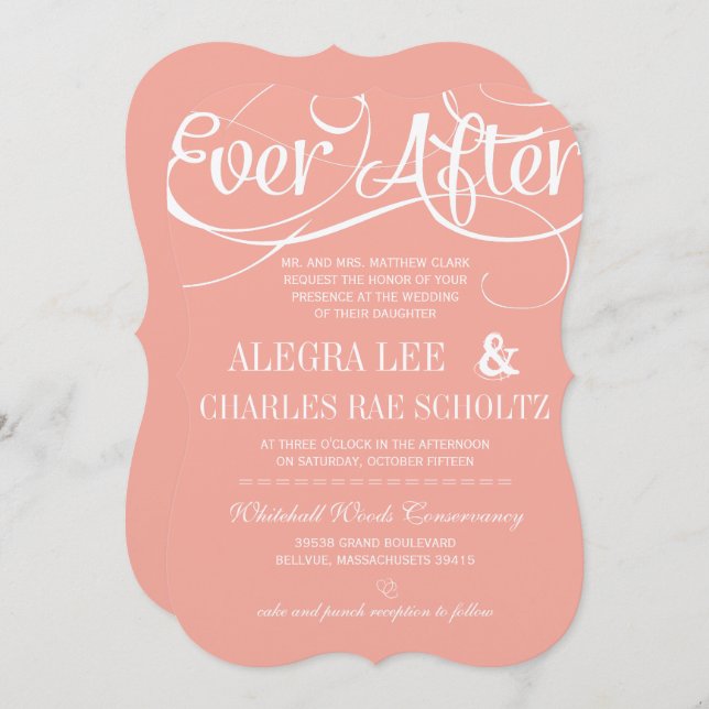 Modern typografi Persika Alltid Efter Kritbräda Inbjudningar (Fram/baksida)