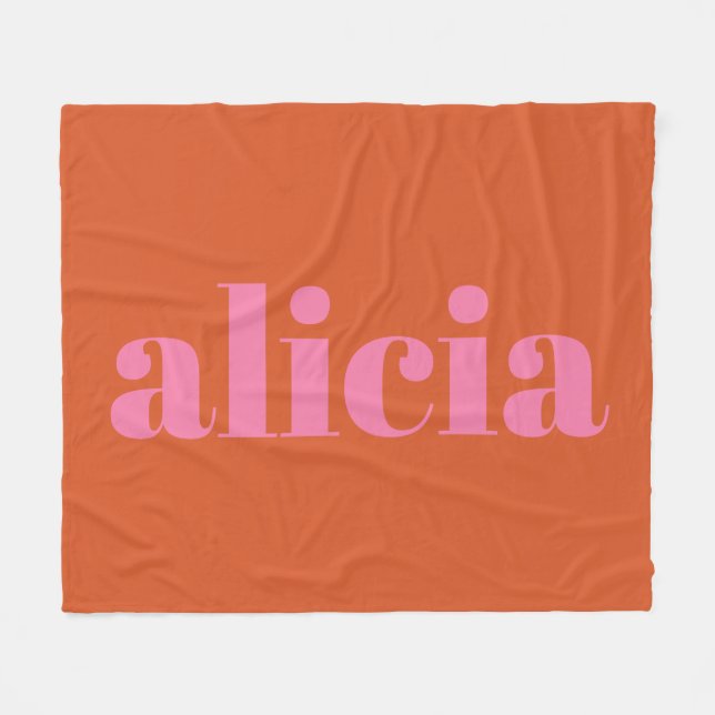 Modern typografi Personligt namn | Rosa Orange  Fleecefilt (Framsidan (Horisontell))