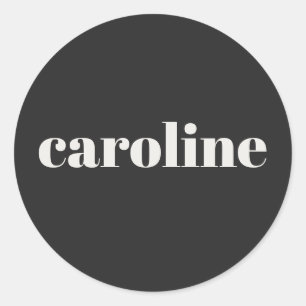 Modern typografi Personligt namn Svart Vitt Runt Klistermärke