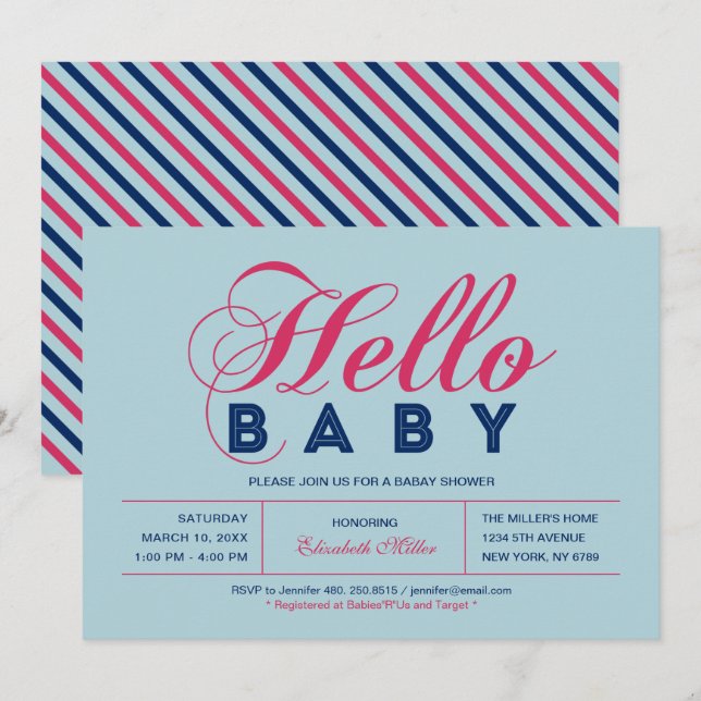 Modern typografi pojke baby shower, Strössel Inbjudningar (Fram/baksida)
