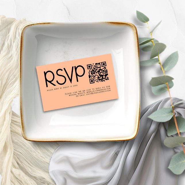 Modern typografi QR-kodpersika Bröllop OSA Tilläggskort (Skapare uppladdad)
