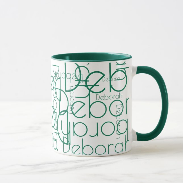 Modern Typografi Retro Grönt Namn Mugg (Höger)
