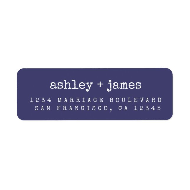 Modern Typografi - Returadressen Navy Blue Bröllop Returadress Etikett (Framsidan)