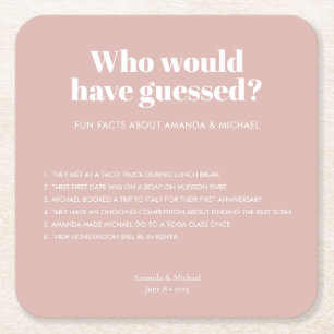 Modern typografi -  Rosa Bröllop Roligt Facts Underlägg Papper Kvadrat