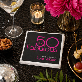 Modern typografi rosa svart fantastisk 50-årsdag pappersservett