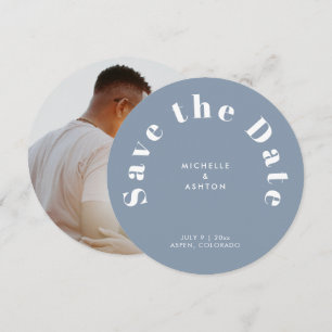 Modern Typografi Round Circle Dusty Blue Spara Datumet