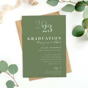 Modern typografi Sage Green examensfirande Inbjudningar