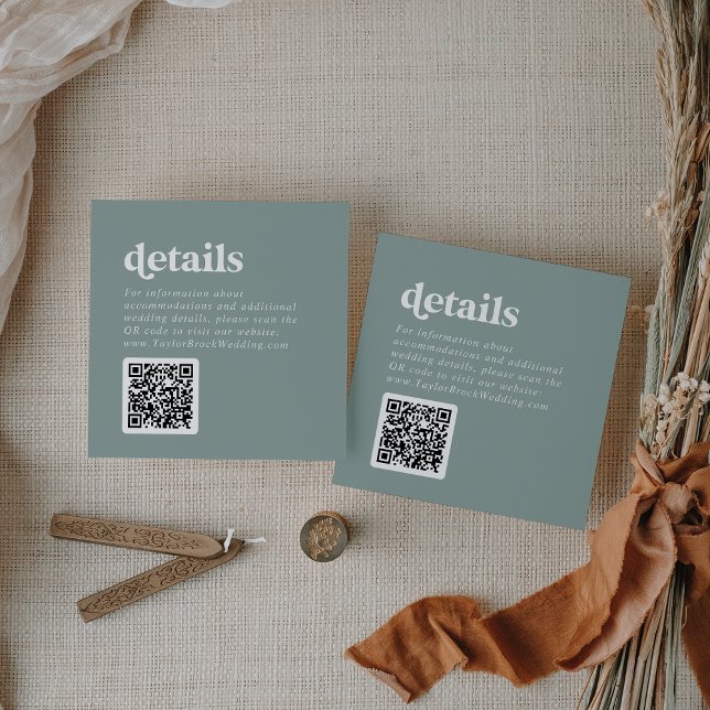 Modern typografi Sage Green QR-kod Detaljer Tilläggskort (Skapare uppladdad)
