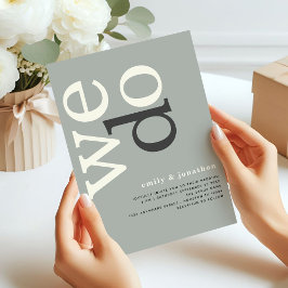 Modern typografi Sage Ivory Bröllop Inbjudningar