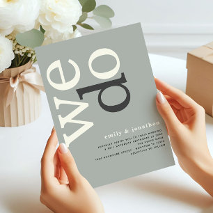 Modern typografi Sage Ivory Bröllop Inbjudningar