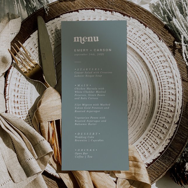 Modern typografi | Säljare Grönt Bröllop Meny (Skapare uppladdad)