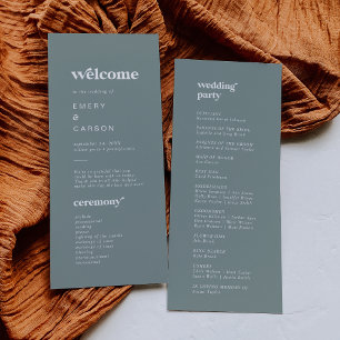 Modern typografi Salvia Grön Bröllopsprogram Program