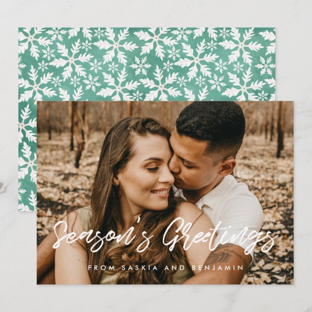 Modern typografi säsongsönskningar Foto Julkort (Fram/baksida)
