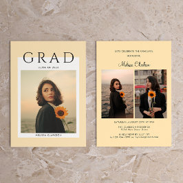 Modern typografi-skript Cream Photo Studenten Inbjudningar