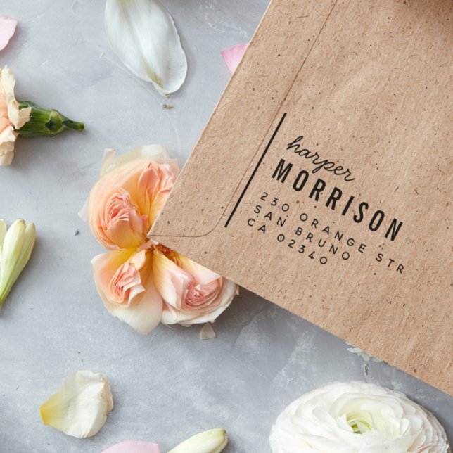 Modern typografi, skript Namn & Returadress Självfärgande Stämpel (Skapare uppladdad)