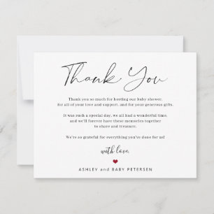 Modern typografi skript tack för baby shower kort