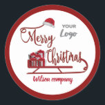 Modern typografi Sledge God jul logotyp Runt Klistermärke<br><div class="desc">Modern typografi Sledge God jul-design.</div>
