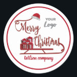 Modern typografi Sledge God jul logotyp Runt Klistermärke<br><div class="desc">Modern typografi Sledge God jul-design.</div>