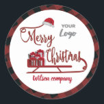 Modern typografi Sledge God jul logotyp Runt Klistermärke<br><div class="desc">Modern typografi Sledge God jul-design.</div>