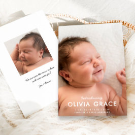 Modern typografi som presenterar babys födelsefoto meddelande