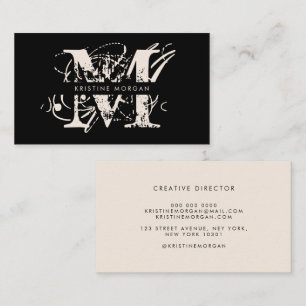 Modern typografi, svart beige monogram namn visitkort