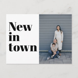Modern typografi Svart foto Nytt hem inflyttning Meddelande Vykort