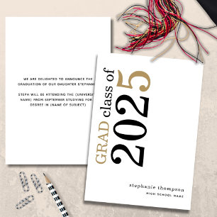 Modern Typografi, svart Guld 2025 Studenten Meddelande