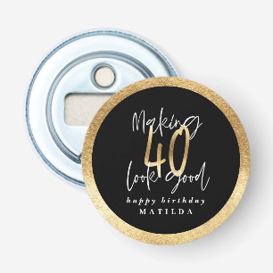 Modern typografi svart och guld 40-årsdag flasköppnare