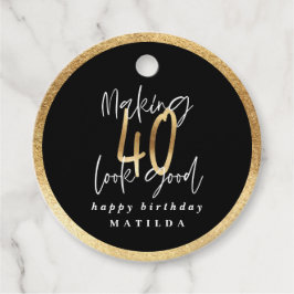 Modern typografi svart och guld 40-årsdag gåvor etiketter