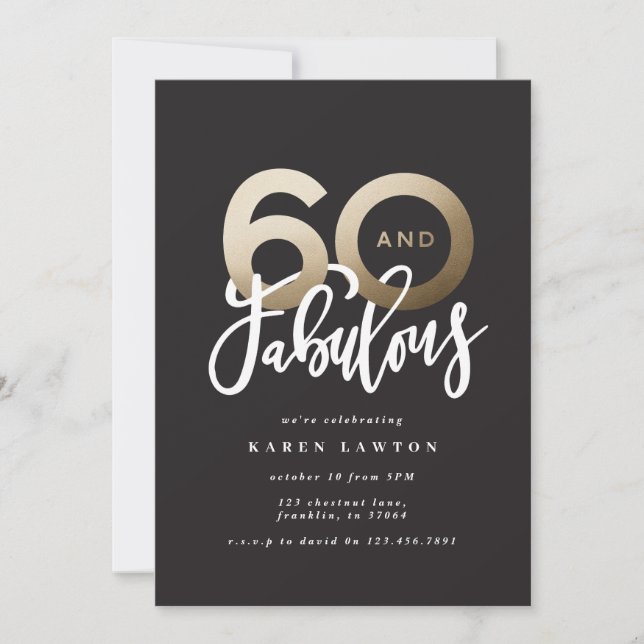Modern typografi svart och guld 60-årsdag (Framsida)