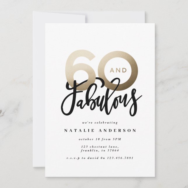 Modern typografi svart och guld 60-årsdag (Framsida)