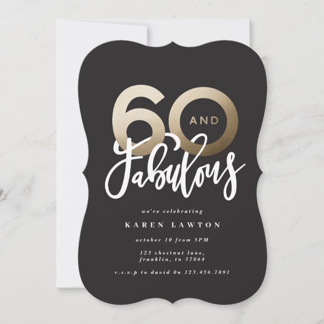 Modern typografi svart och guld 60-årsdag (Framsida)