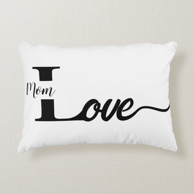 Modern typografi, svart och vit Kärlek Mamma Prydnadskudde (Framsidan)