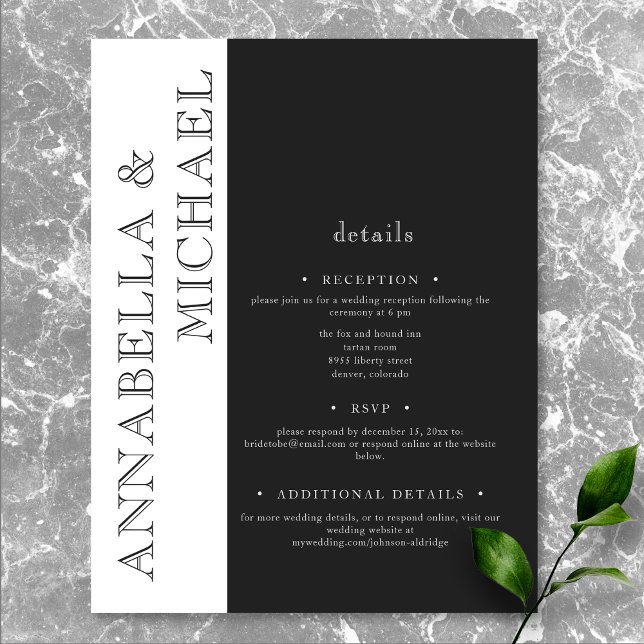 Modern typografi svart-vit bröllop tilläggskort (Modern Typography Black White Wedding Enclosure Card)