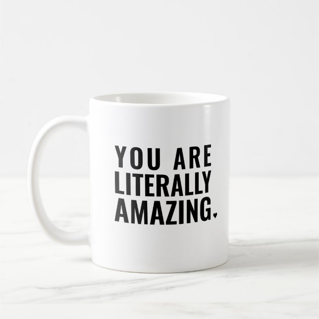 Modern typografi svart vit inspirerande Citat Kaffemugg (Vänster)