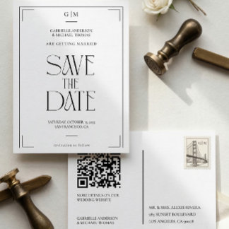 Modern Typografi Svart Vitt Rädda Datumet Vykort
