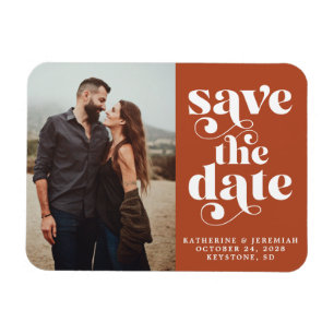 Modern typografi Terracotta Photo Save Date Magnet